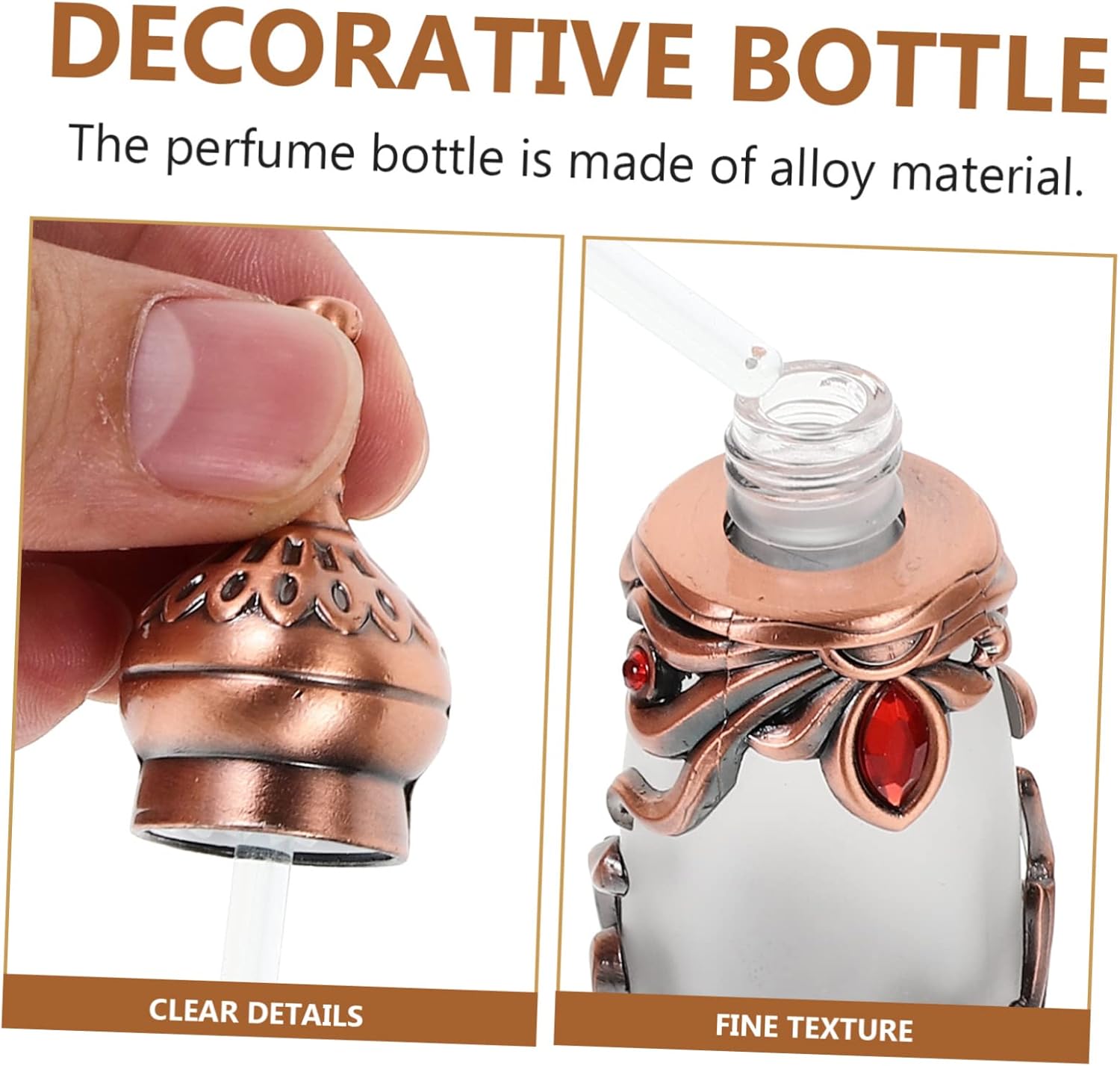 Vintage Decorative Perfume Bottle Refillable Alloy Container for Essential Oils Portable Travel Home Decor Gift
