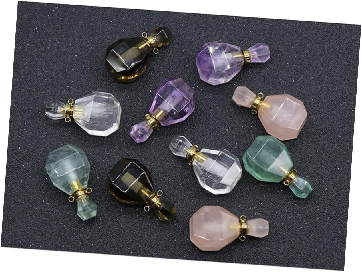 Garneck Fluorite Crystal Perfume Bottle Pendant Necklace for Women
