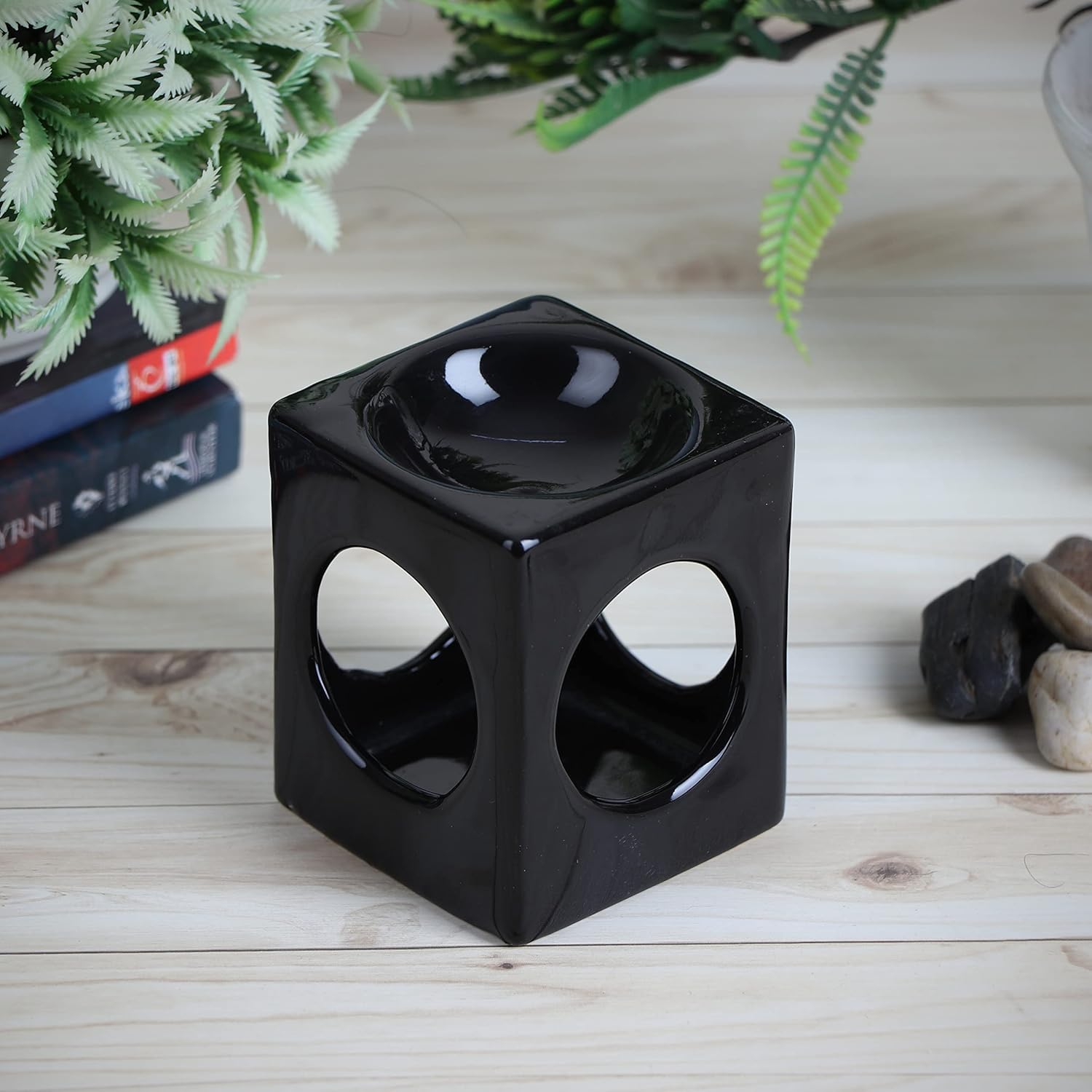 Ceramic Tealight Candle Holder for Aromatherapy Oil Diffuser Black 8x65cm Home Decor Accessory