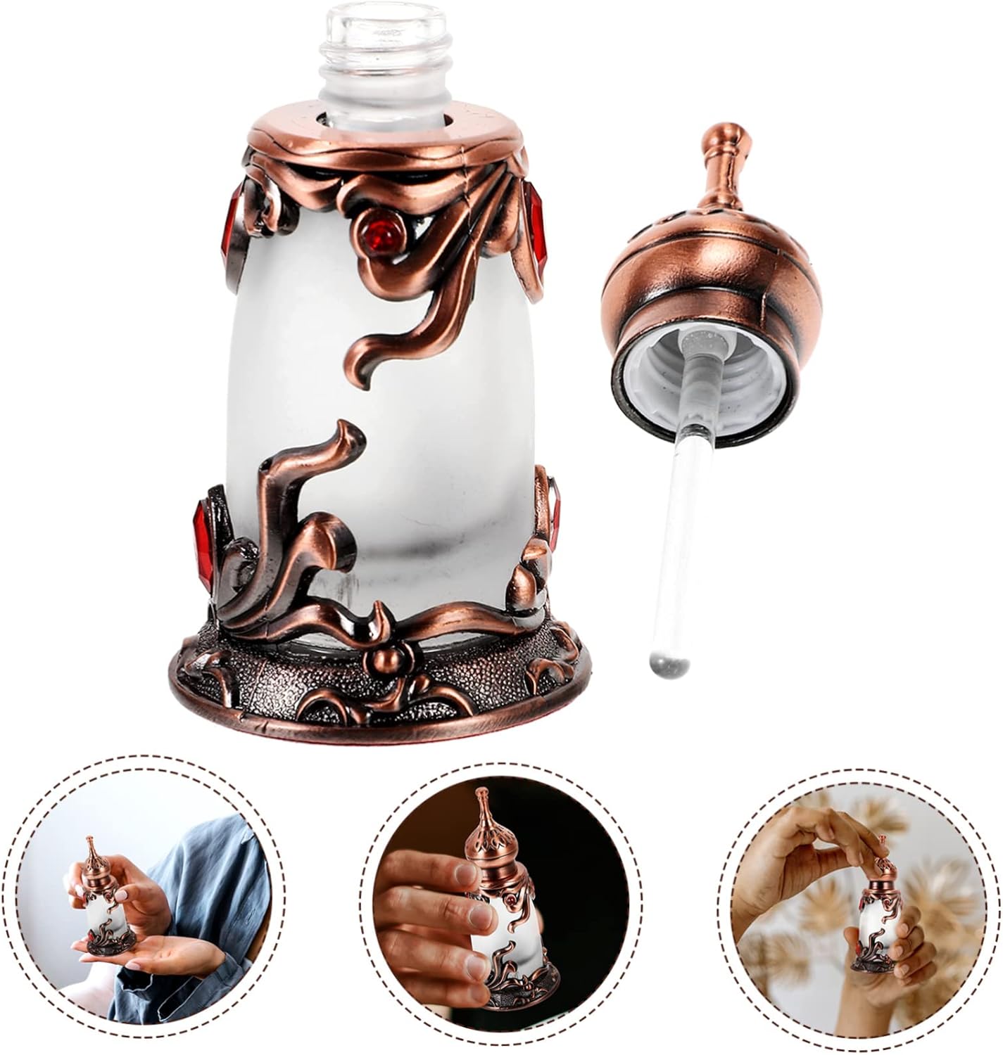 VICASKY Vintage Perfume Bottle Refillable Decor for Essential Oils