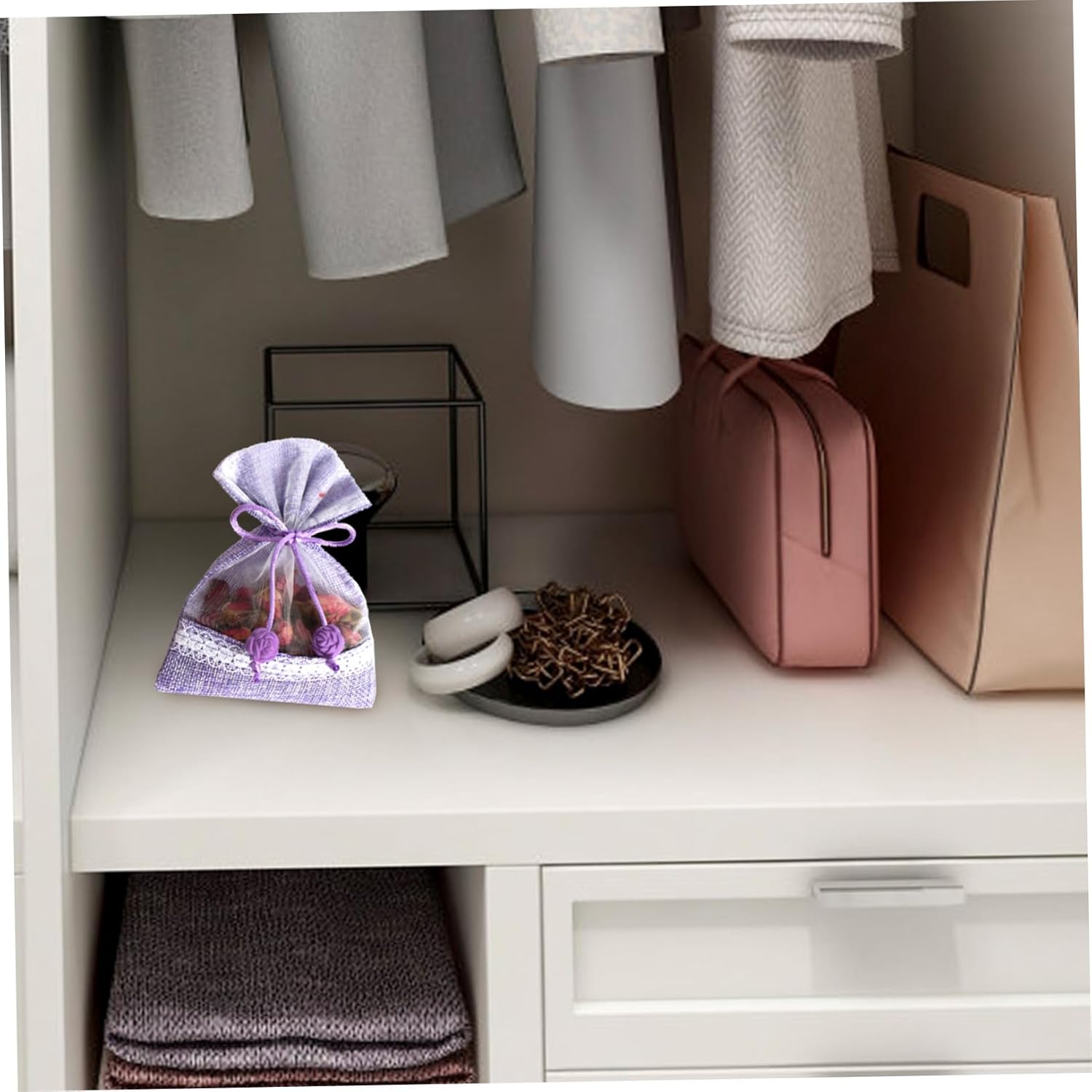 Didiseaon 5pcs Lavender Sachet Bags Empty Organza Pouches for DIY Fragrance