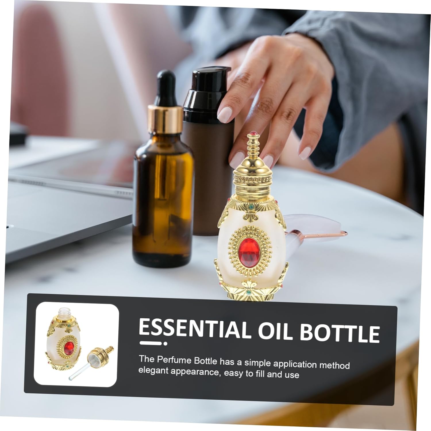 Exotic Style Refillable Perfume Bottle with Rhinestone Design