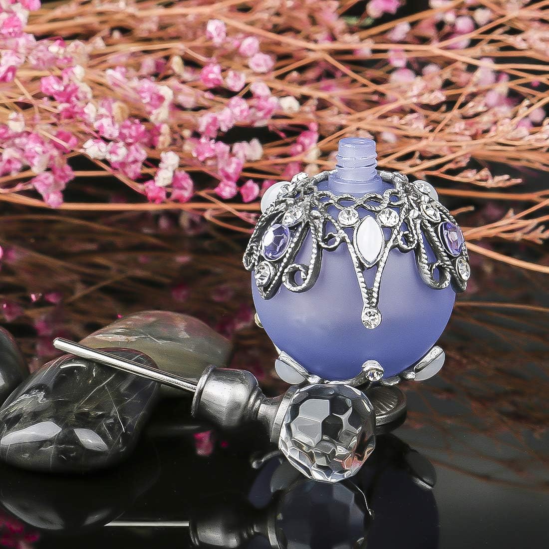 YU FENG Hollow-Out Rattan Flower Perfume Bottle Purple