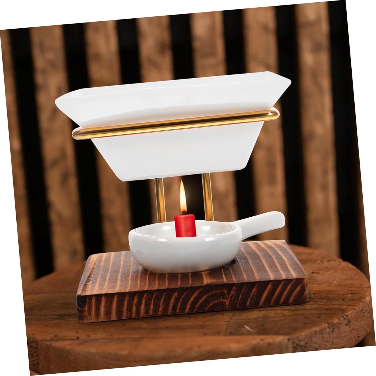 Zerodeko Wooden Base Essential Oil Burner with Tealight Holder