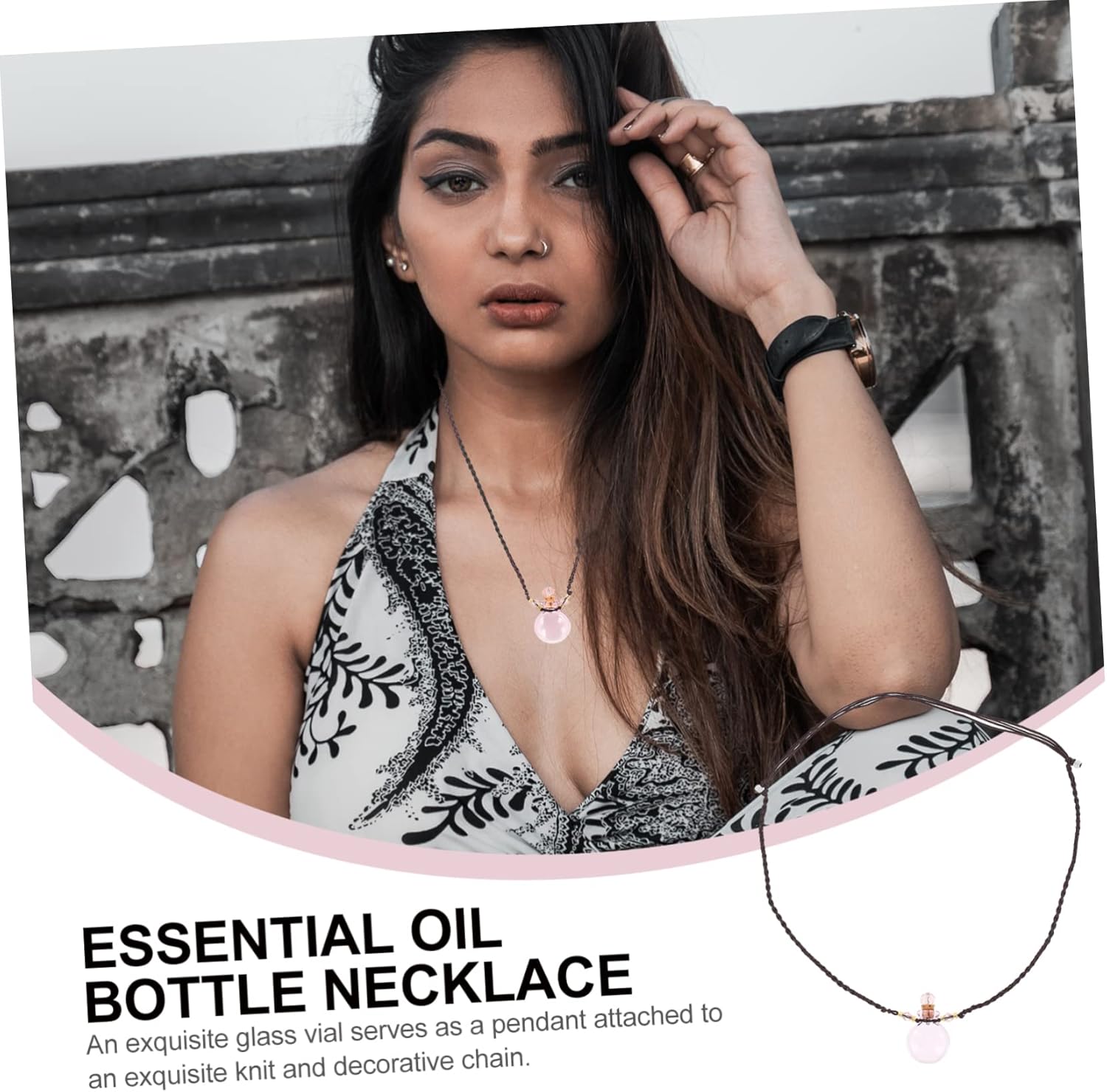 VINTORKY Glass Essential Oil Diffuser Pendant Necklace Car Decor Accessory