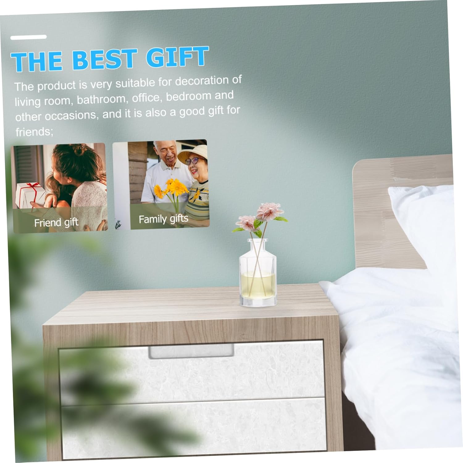 2Pcs Chic Refillable Aromatherapy Glass Essential Oil Diffuser Bottles for Home Decor and Office