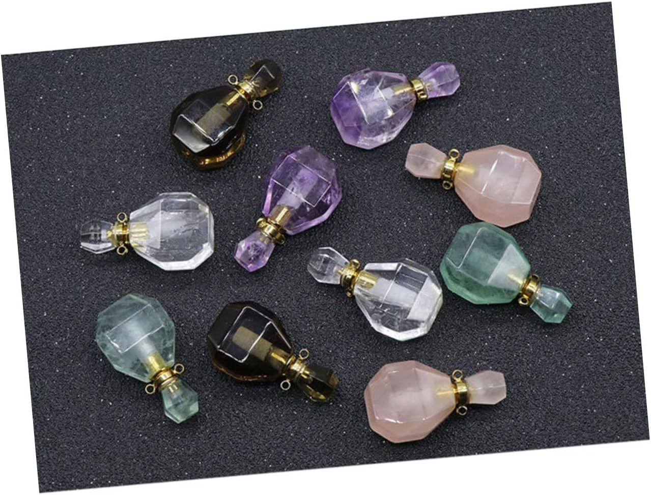 Ciieeo Natural Fluorite Crystal Wishing Bottle Pendant Necklace