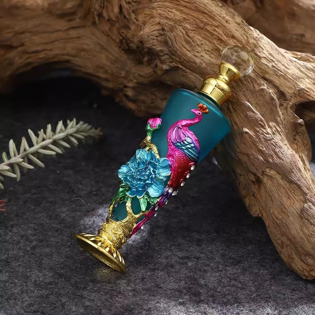 30ml Glass Perfume Bottle with Rhinestones Refillable Essential Oil Vial