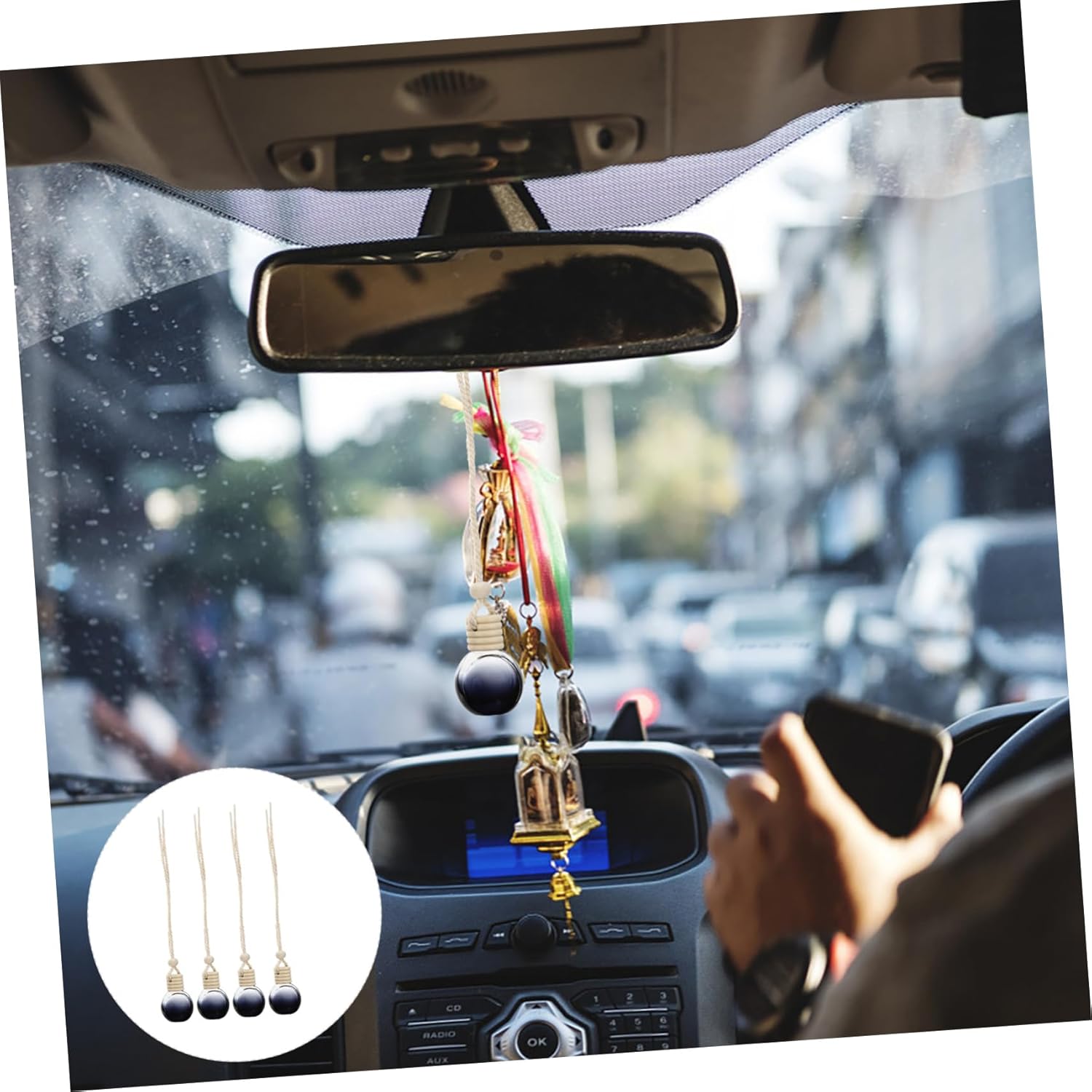 4pcs Car Aromatherapy Perfume Bottle Pendant
