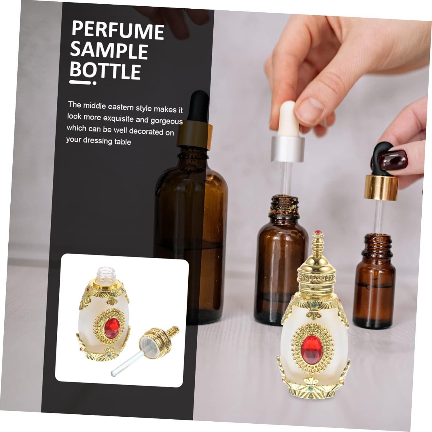 Exotic Style Refillable Perfume Bottle with Rhinestone Design
