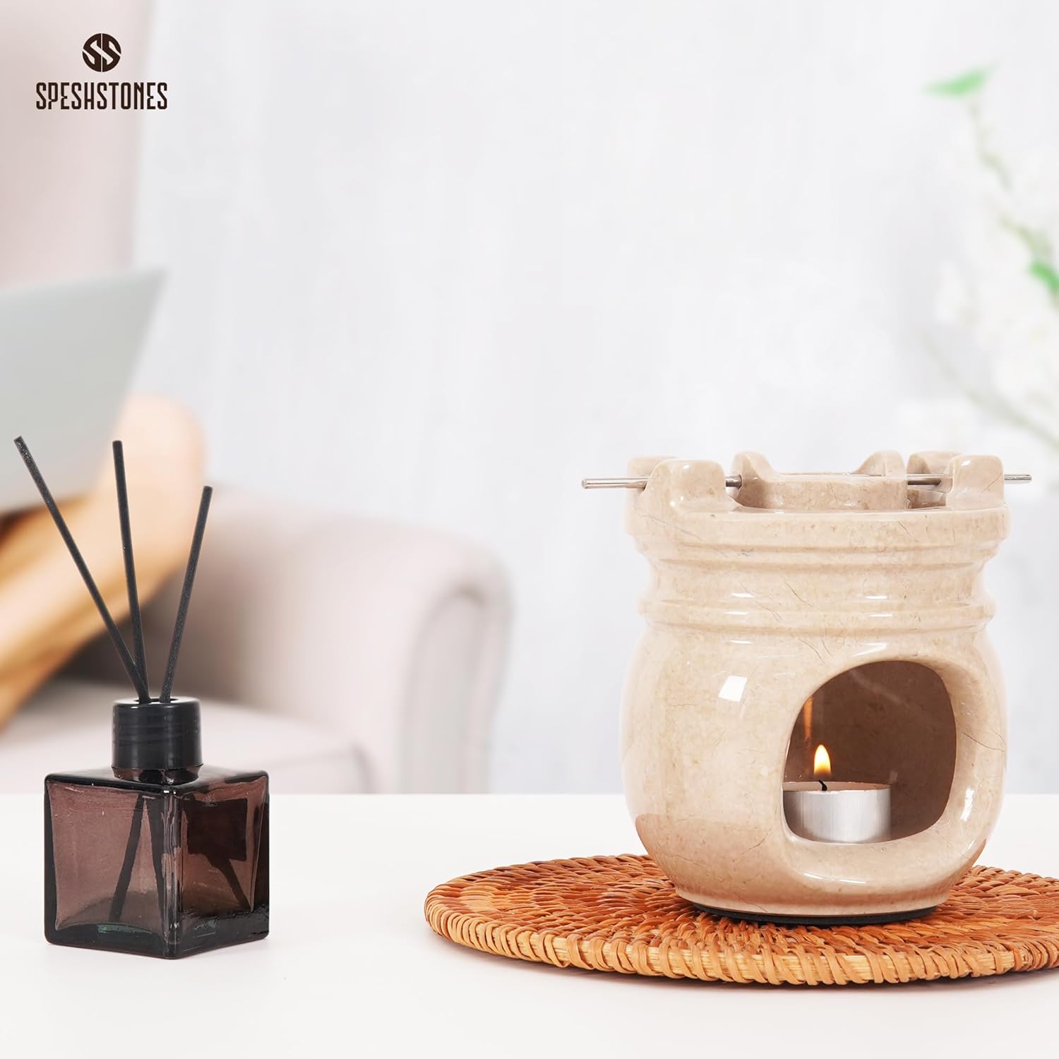 Marble Essential Oil Burner with 2 Tealights