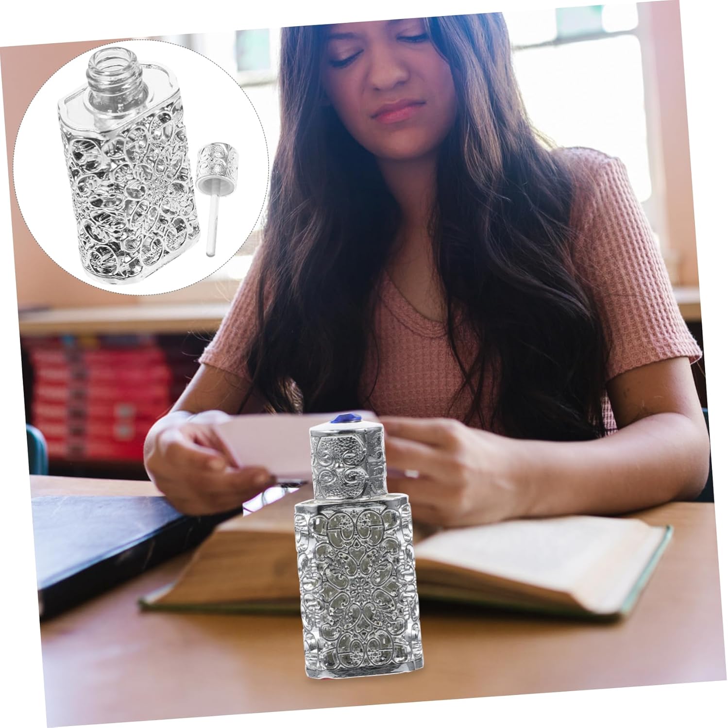 Belliuffy Essential Oils Perfume Bottle Empty Glass and Alloy Travel Toiletry Refillable Decorative