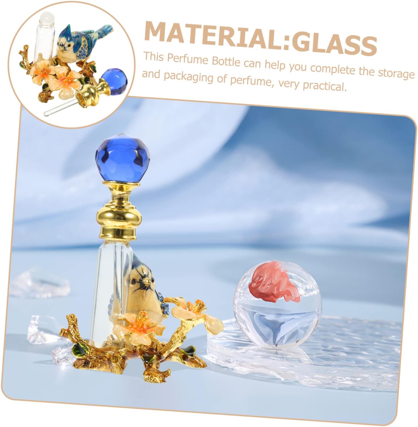 Mikinona Vintage Glass Essential Oil Bottle Decorative Refillable