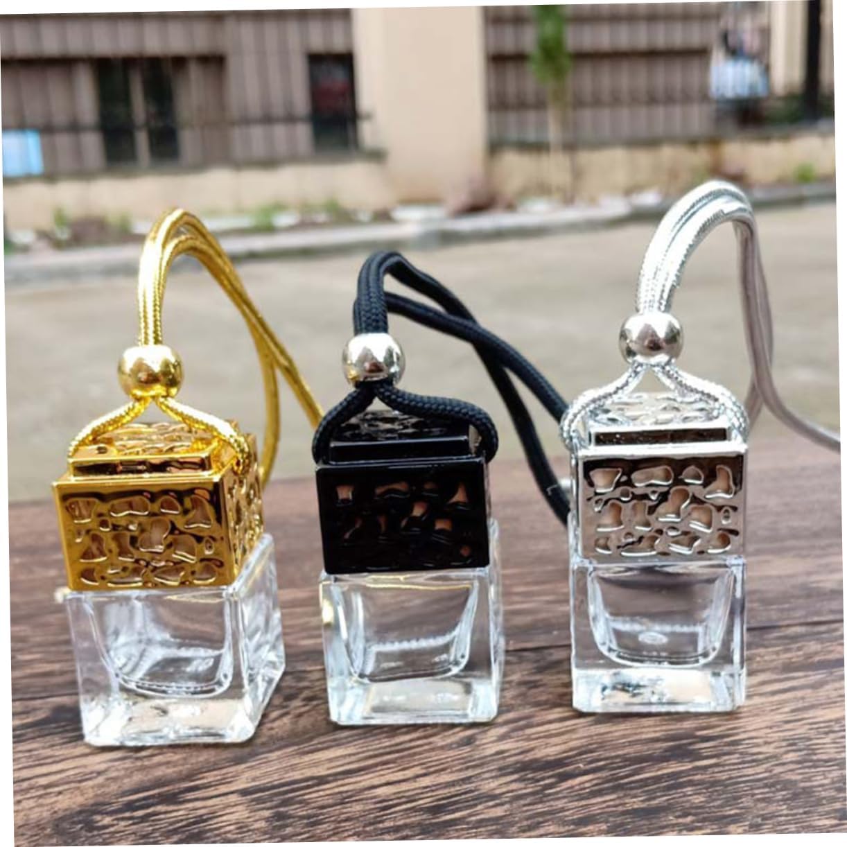 3Pcs Glass Perfume Bottle Pendant for Car Hanging Decoration