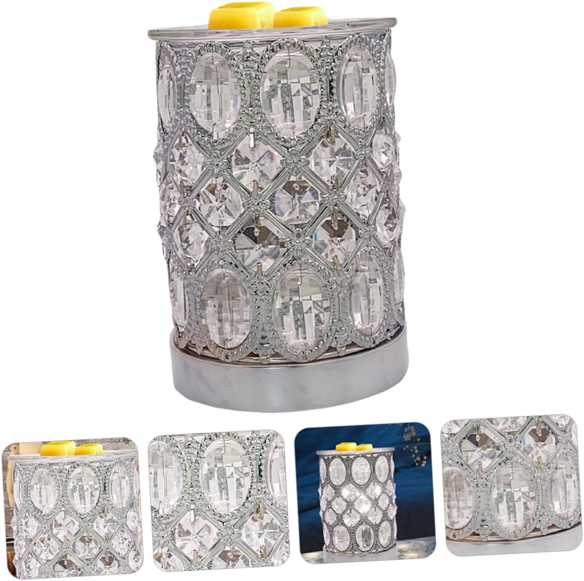 Magiclulu 1pc Romantic Aroma Burner Warm Wax Melting Lamp Crystal Fragrance Holder Night Light