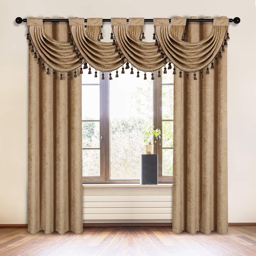 ELKCA Coffee Thick Chenille Swag Valance 30x22
