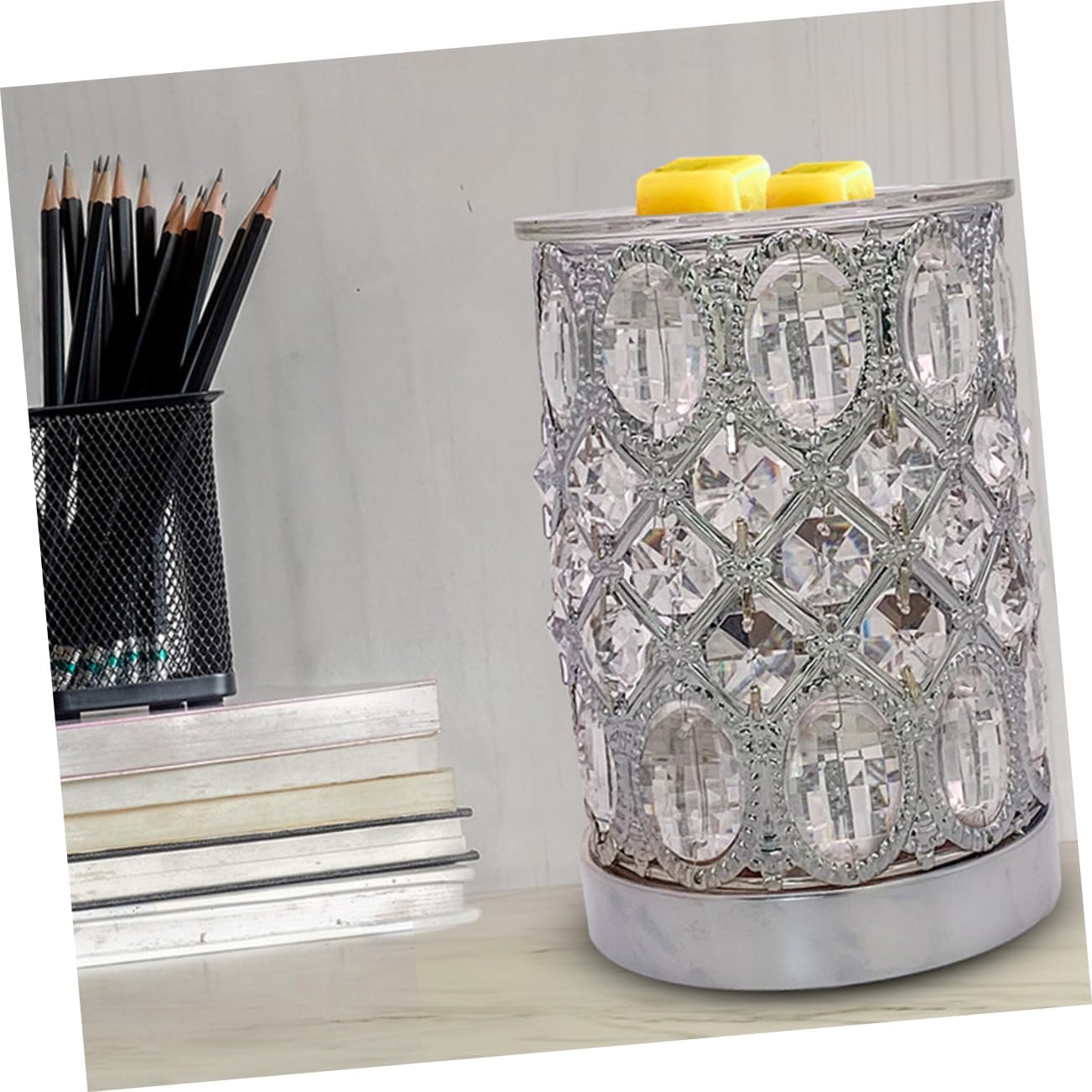 White Crystal Aromatherapy Burner Lamp with Eco-Friendly Wax Holder