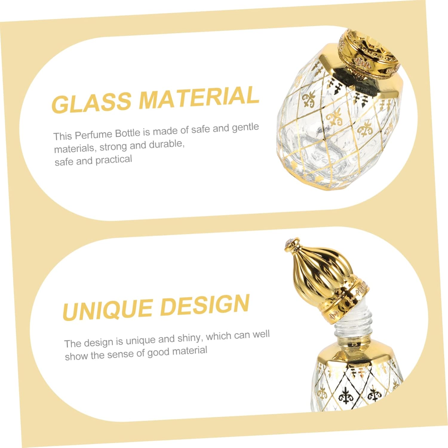 Middle Eastern Style Refillable Perfume Bottle with Vintage Crown Lid