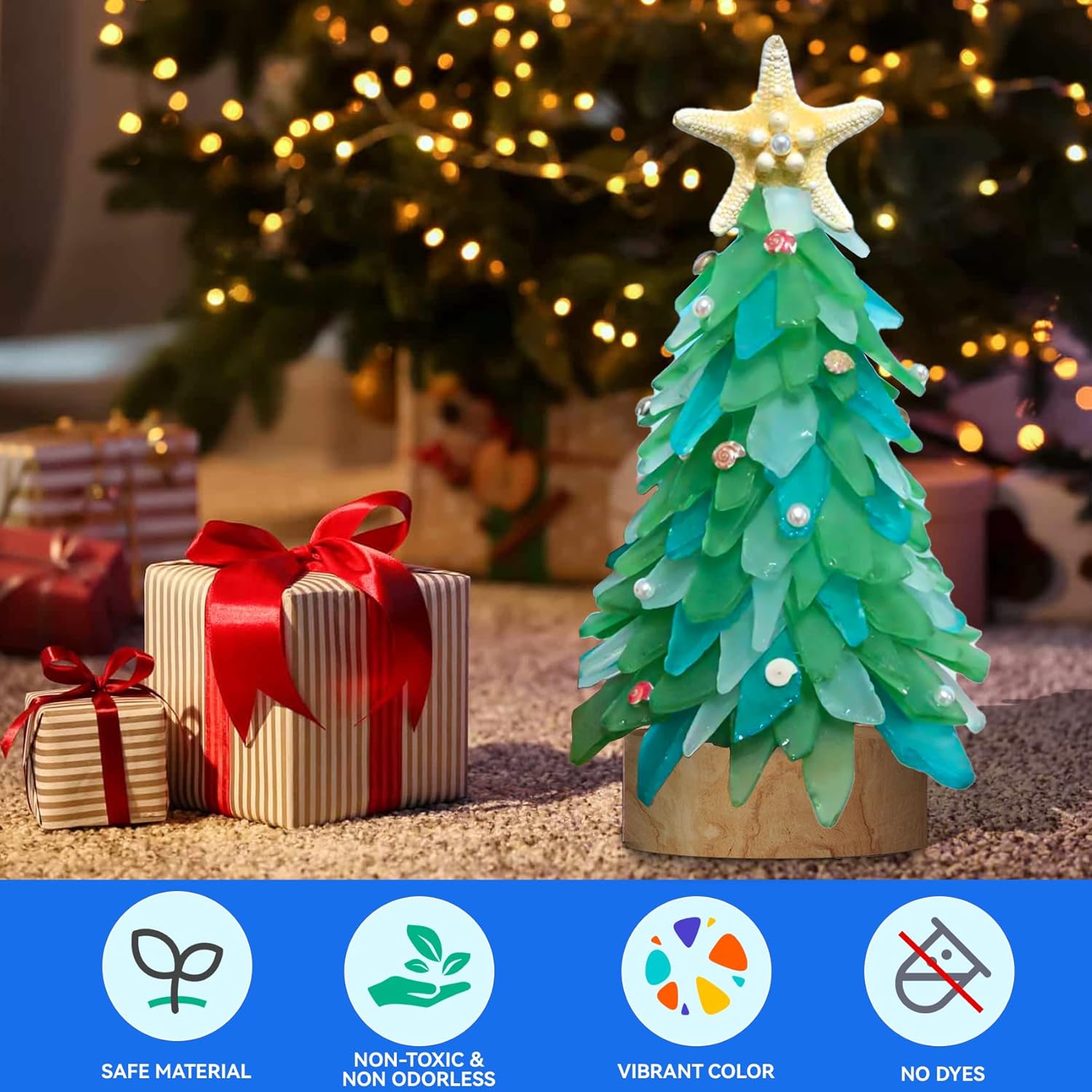 Keedolla 15 Oz Sea Glass Decor Vase Filler Blue White Green