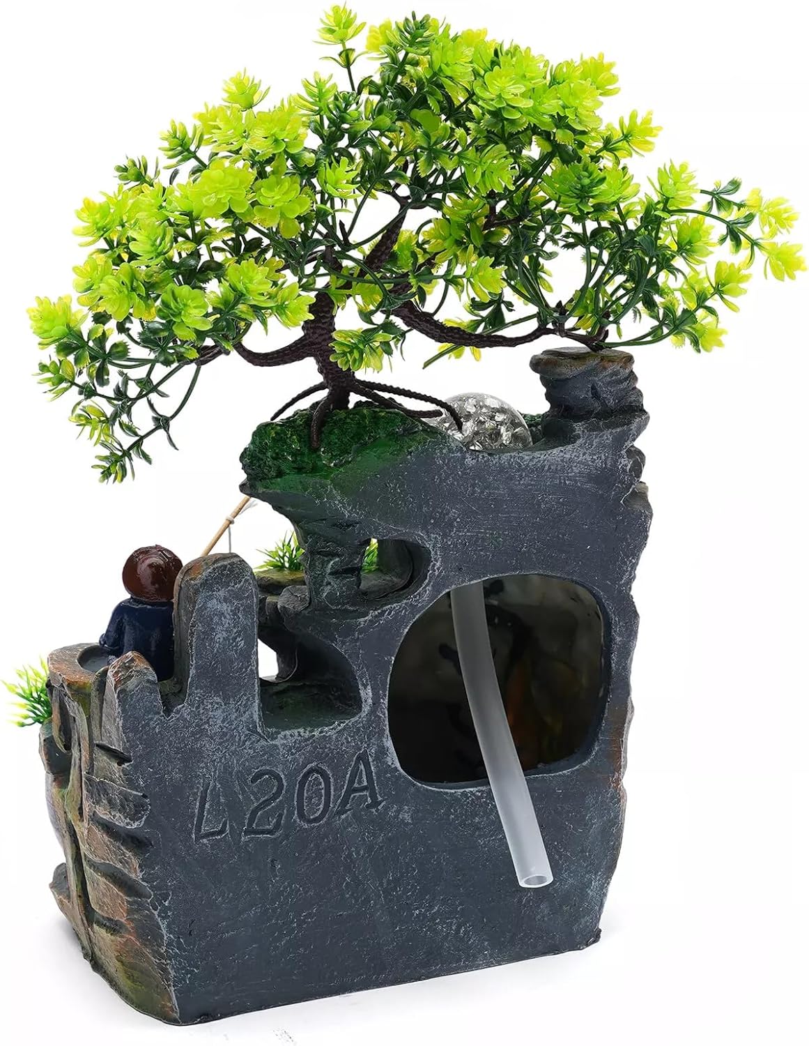 Tabletop Fountain with LED Light Mini Zen Waterfall for Home Office Desk Decoration