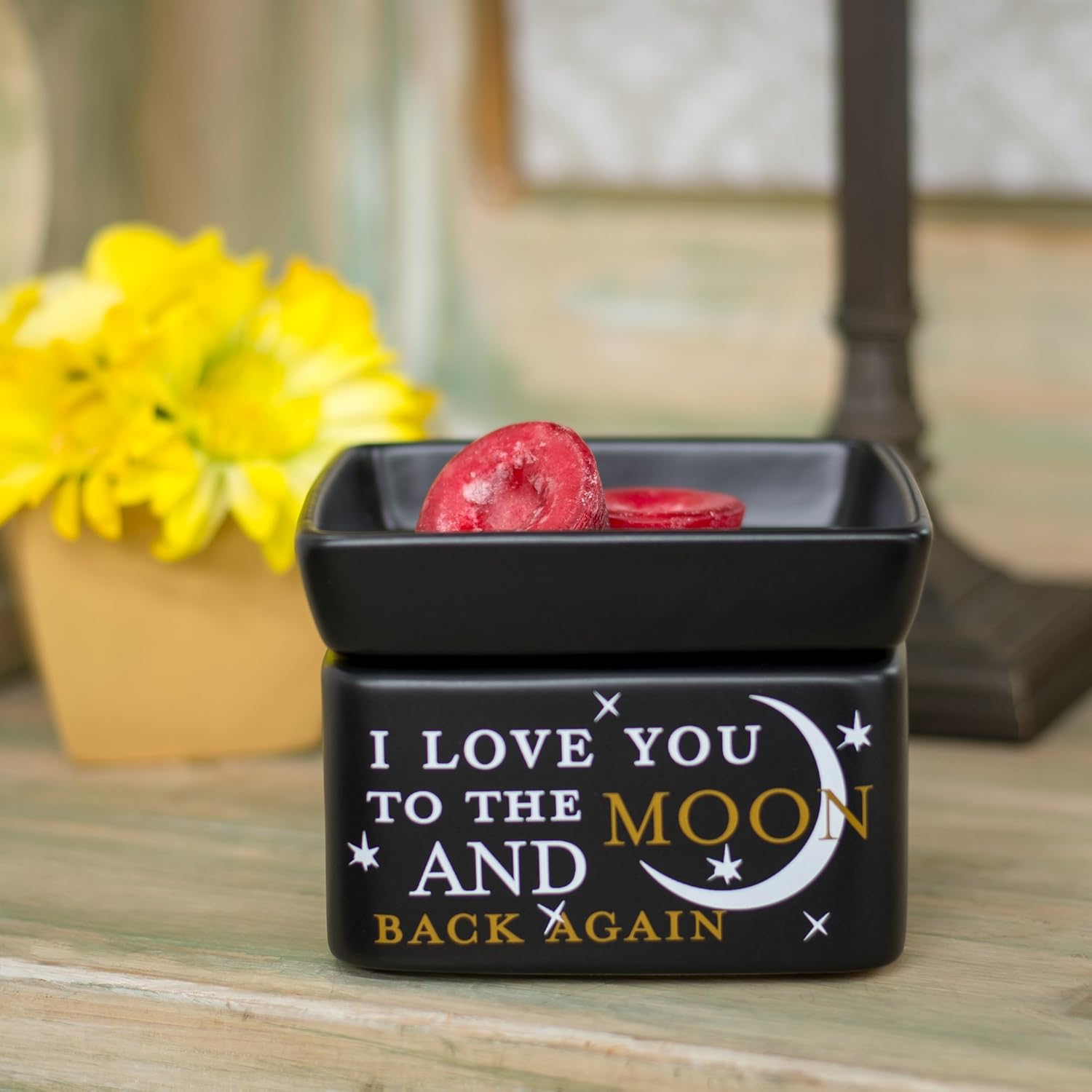 2 Pc Set Love You to The Moon and Back Love You Bushel and a Peck Ceramic Stone Candle Warmers