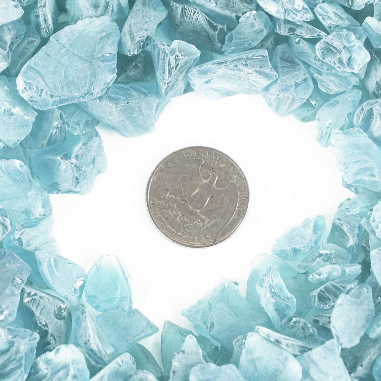 CYS EXCEL Frosted Light Blue Sea Glass Vase Filler