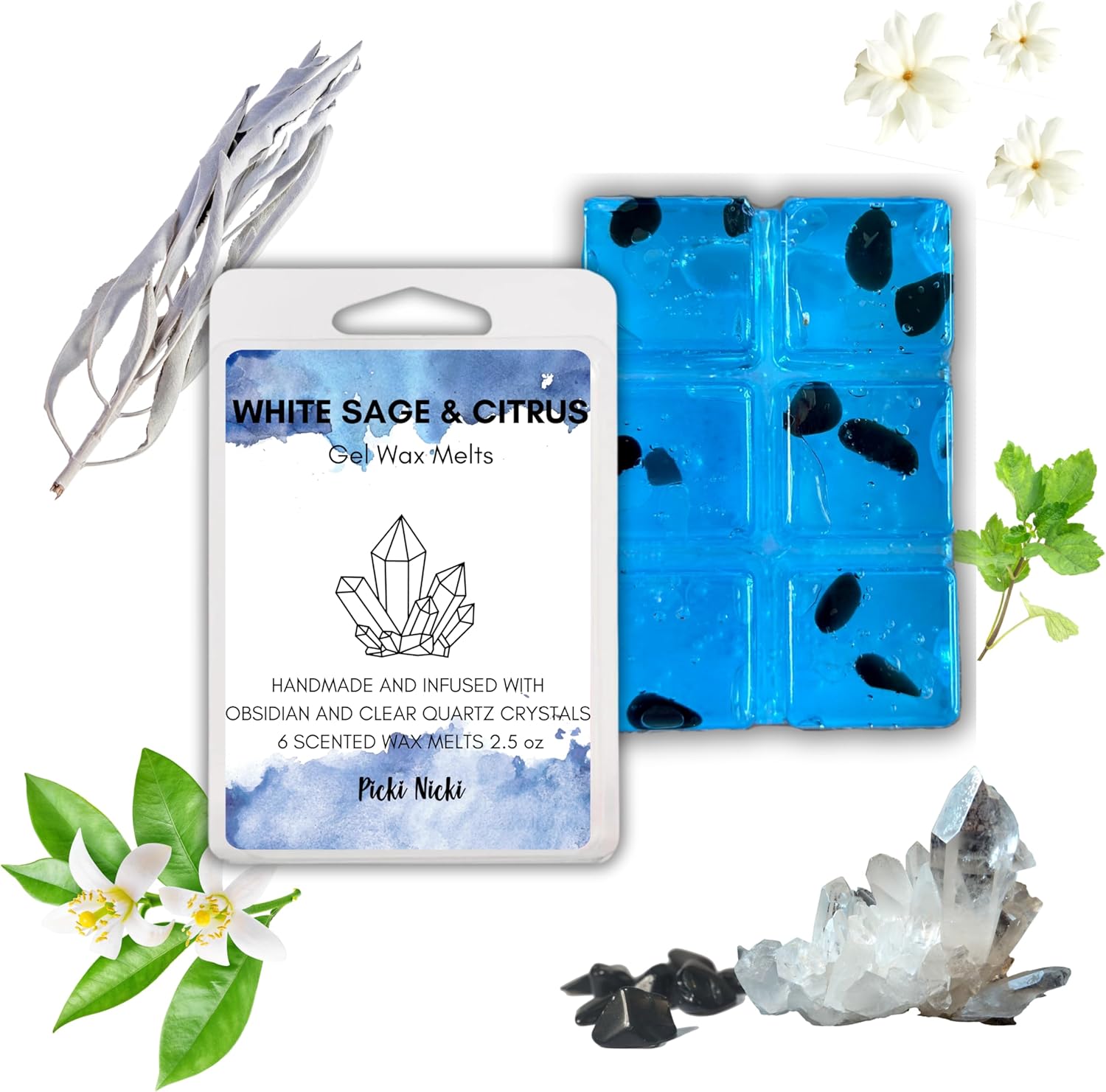 Crystal Infused Gel Wax Melts for Candle Warmers Set of Two