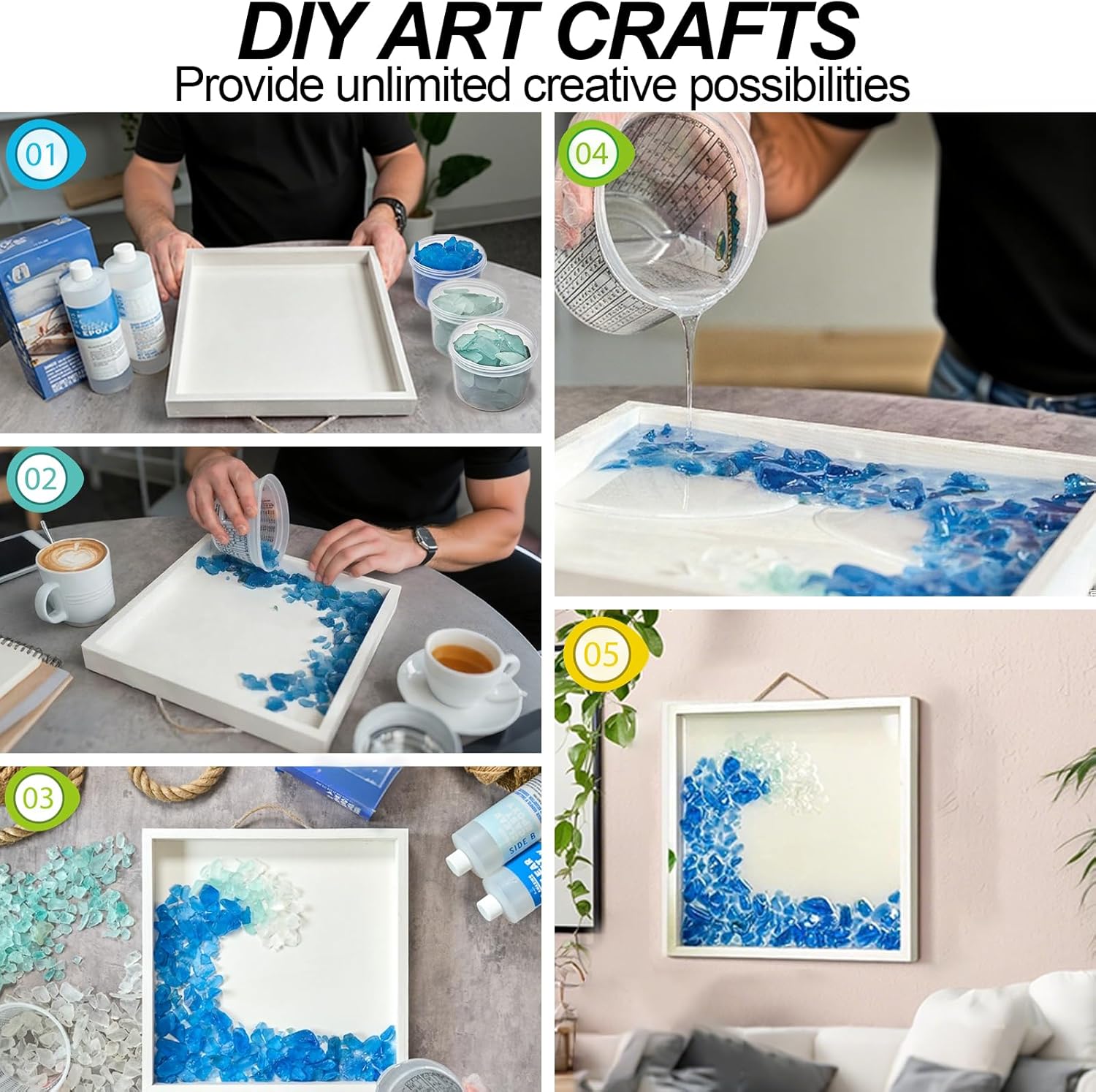 Keedolla 15 Oz Sea Glass Decor Vase Filler Blue White Green