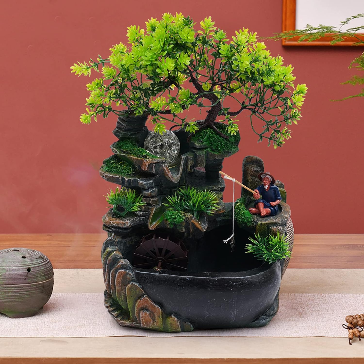 Xianikoho Indoor Waterfall Fountain with LED Lights