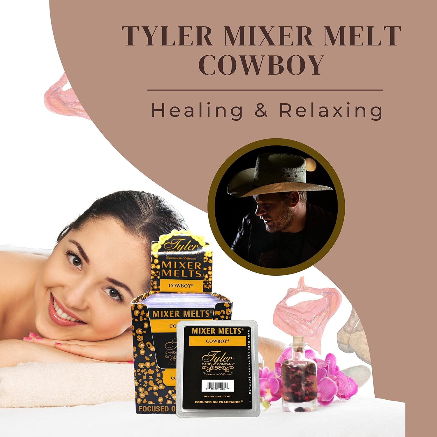 Worldwide Nutrition Bundle Tyler Cowboy Scent Soy Wax Melts with Essential Oils 4 Pack