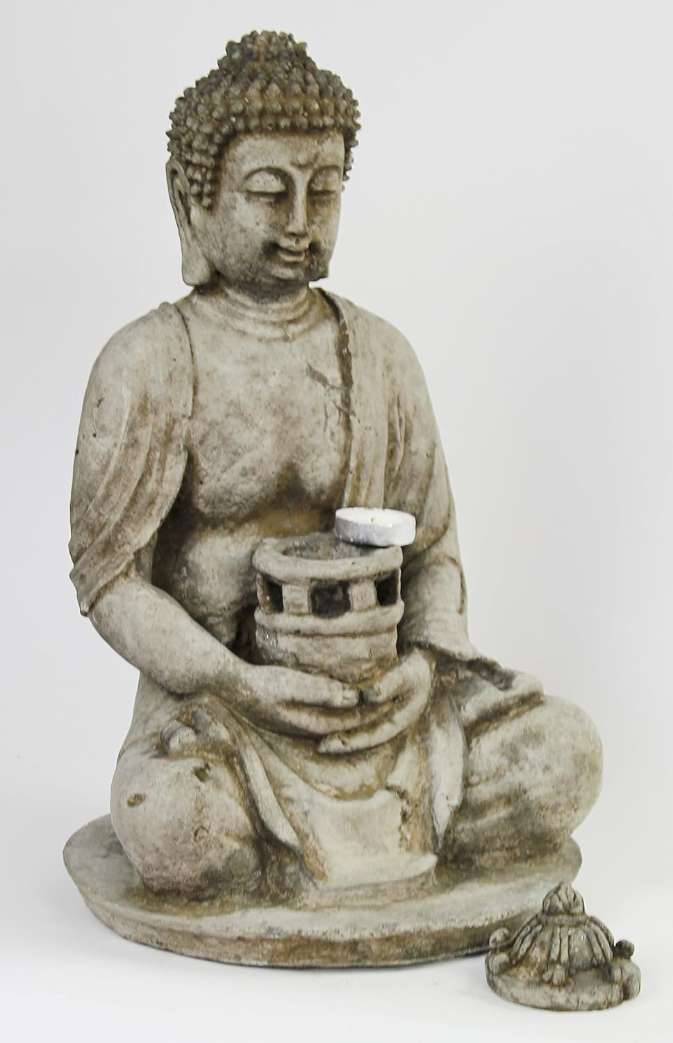Rustic Twist Fountain Sphere with Kamakura Buddha and Bench