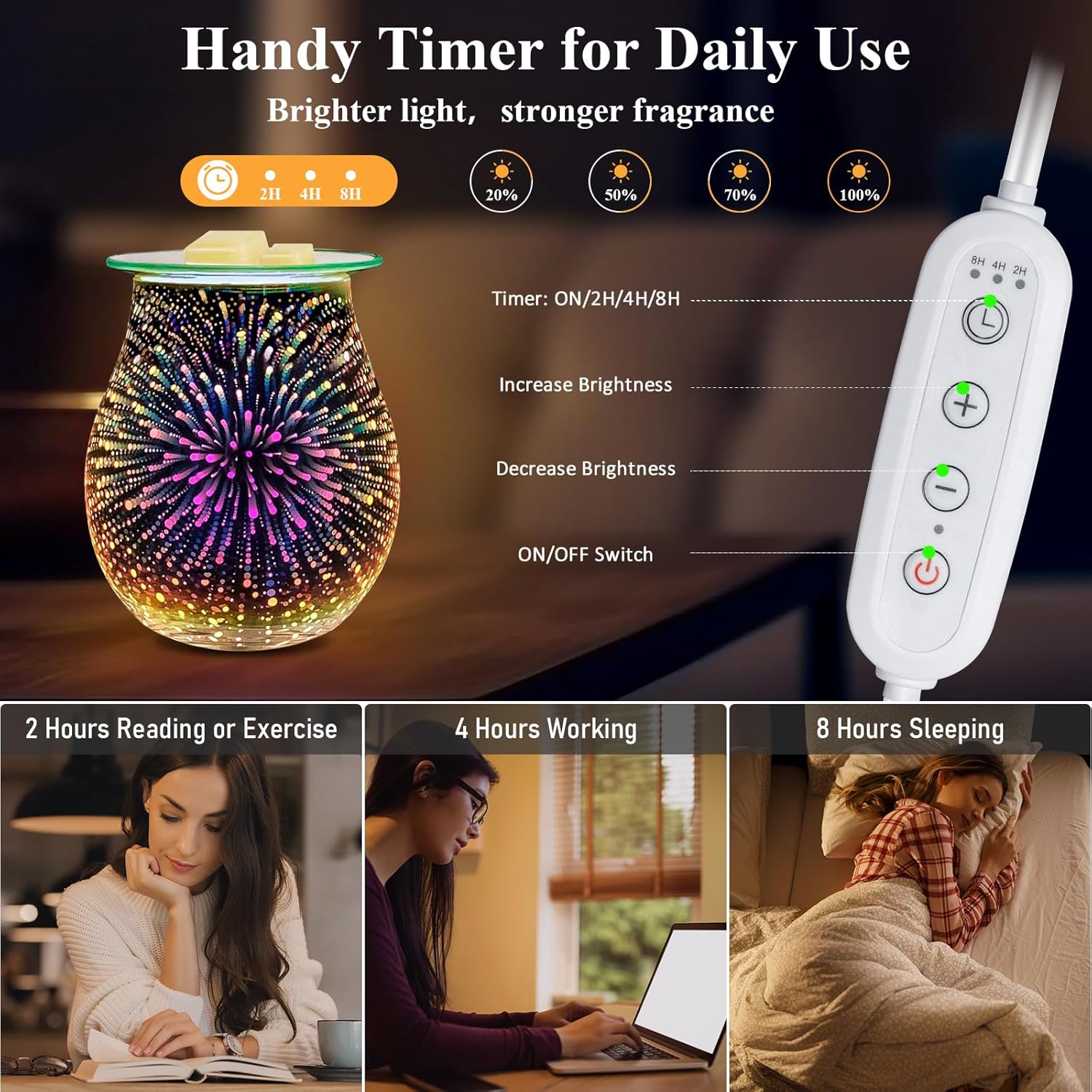 EQUSUPRO 3D Glass Wax Melt Warmer with Timer