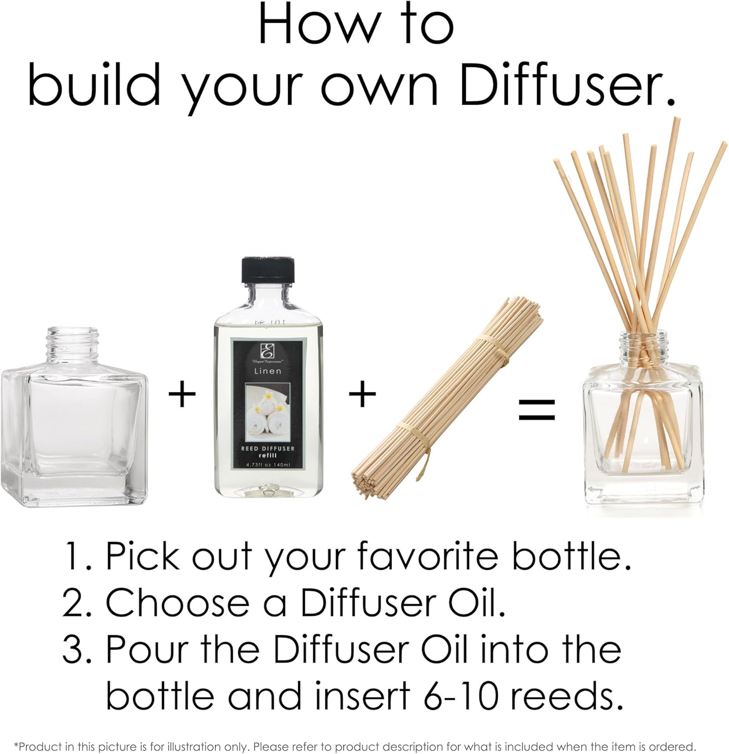 Hosley Set of 4 Square Glass Diffuser Bottles 325 High