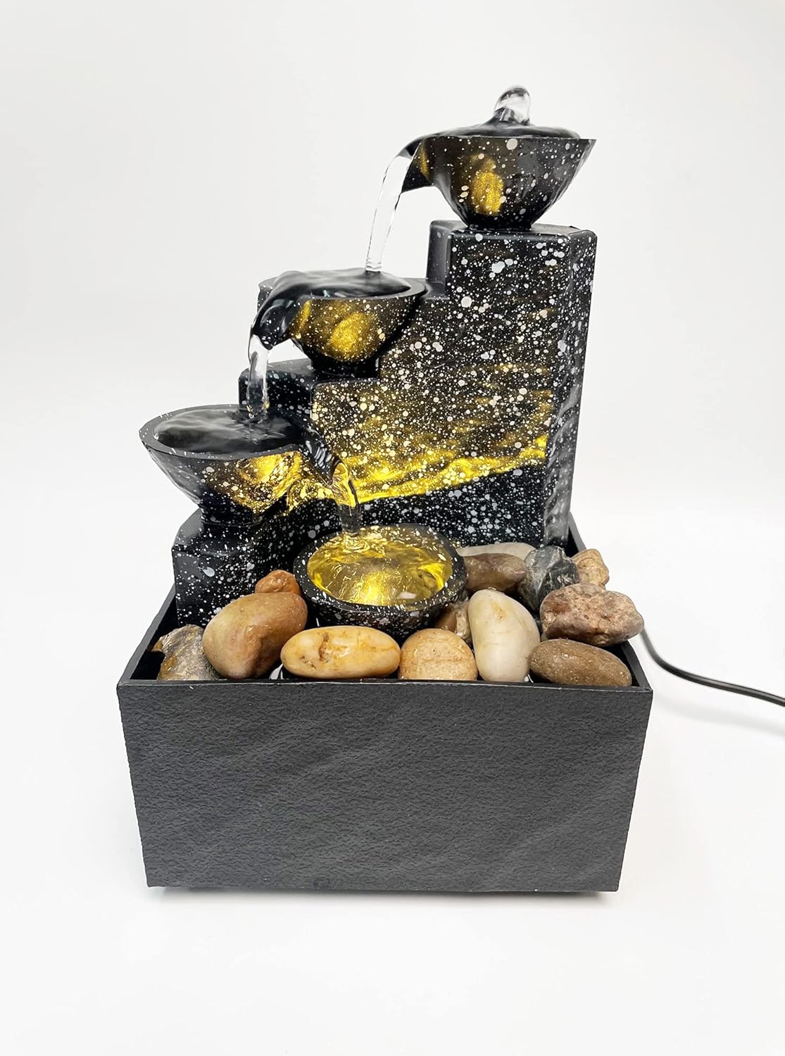 Tabletop Fountain with LED Lights and USB Power
