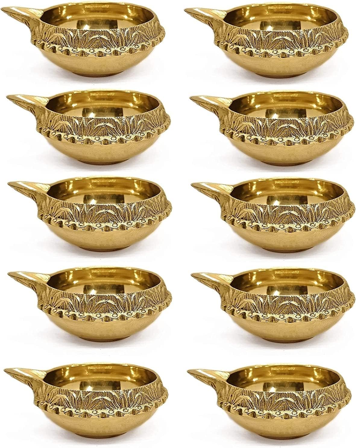 Craftsman Satvik 10 Pc Golden Engraved Kuber Diya Set