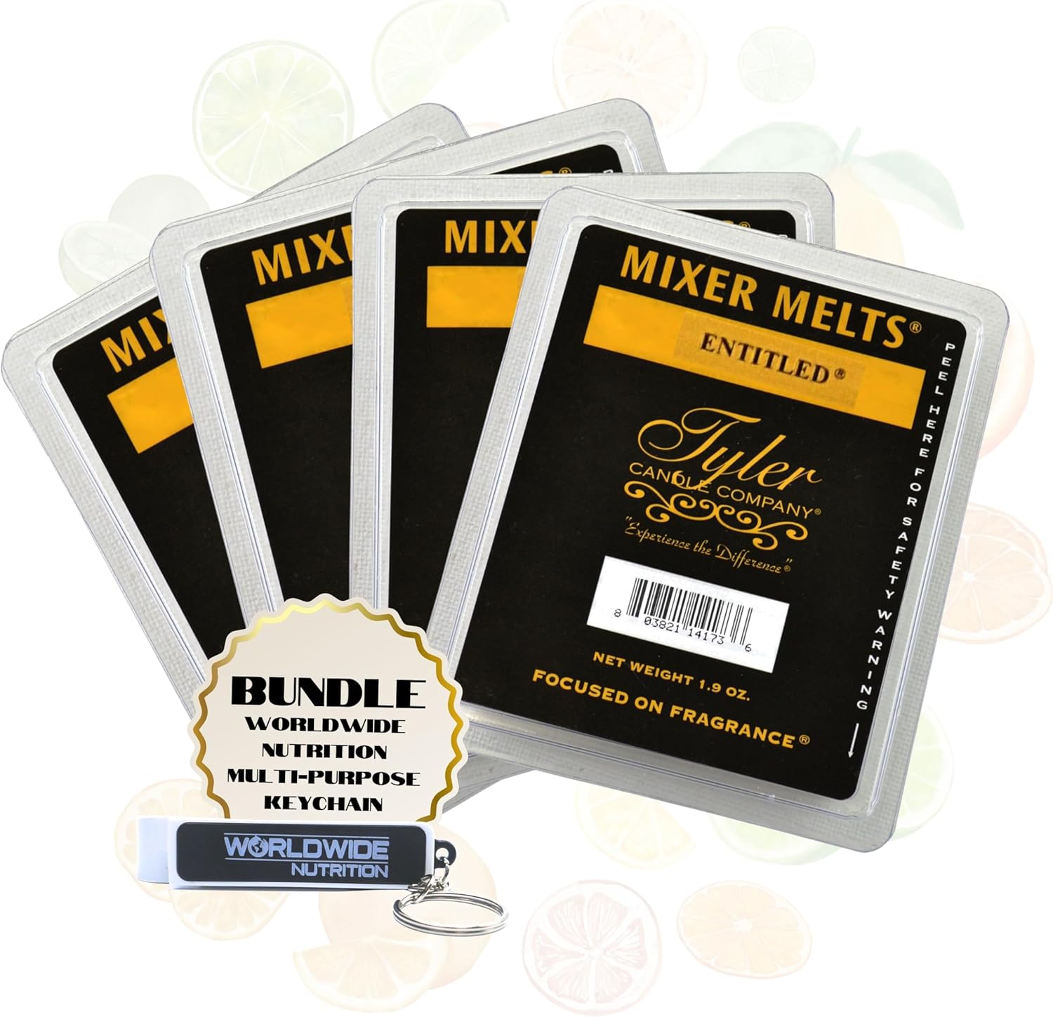 Worldwide Nutrition Bundle Tyler Entitled Scent Soy Wax Melts 4 Pack Keychain