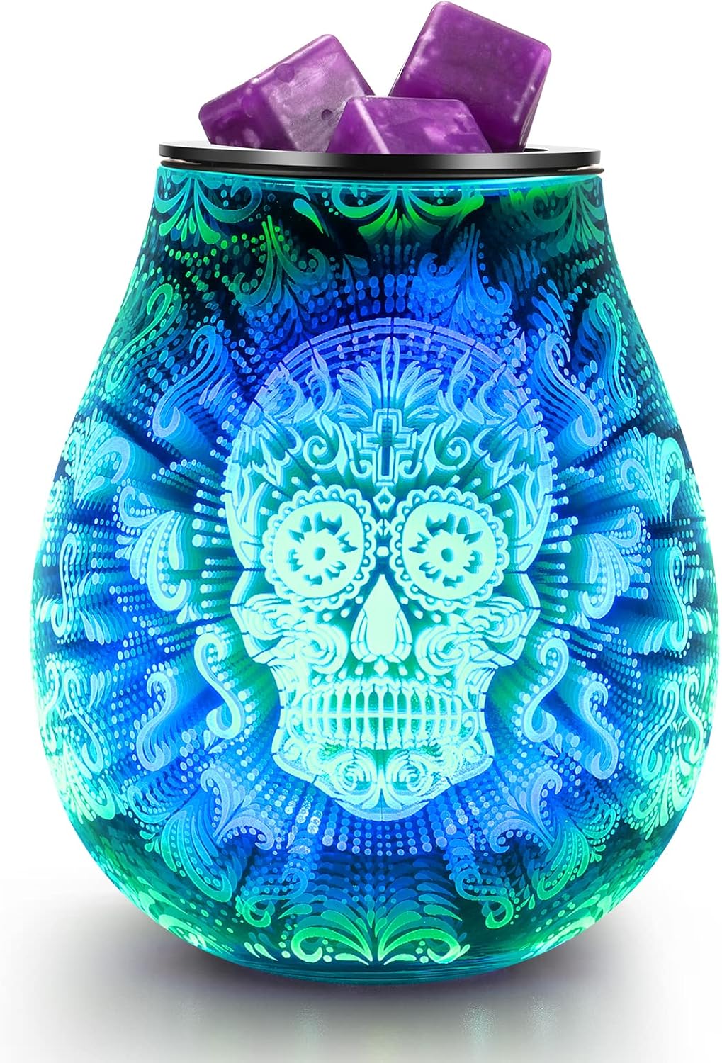 Inrorans 3D Skull Halloween Wax Melter with LED Light and Silicone Tray