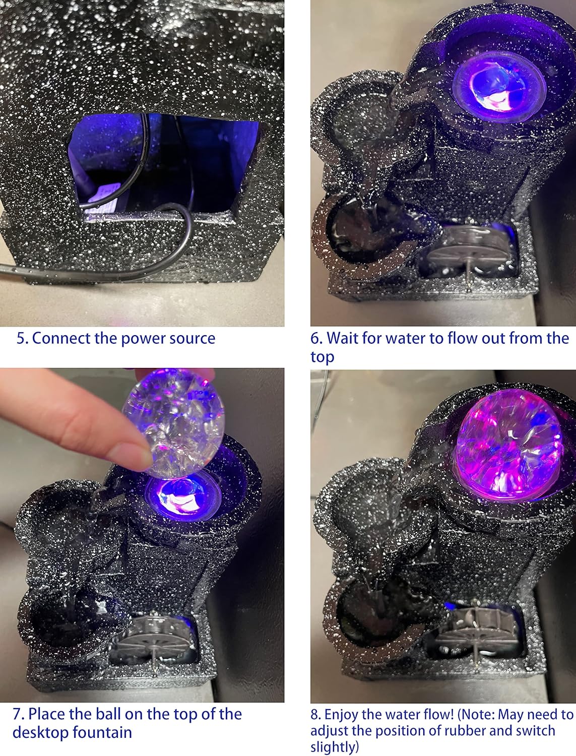 Tabletop Fountain with Crystal Ball and LED Light