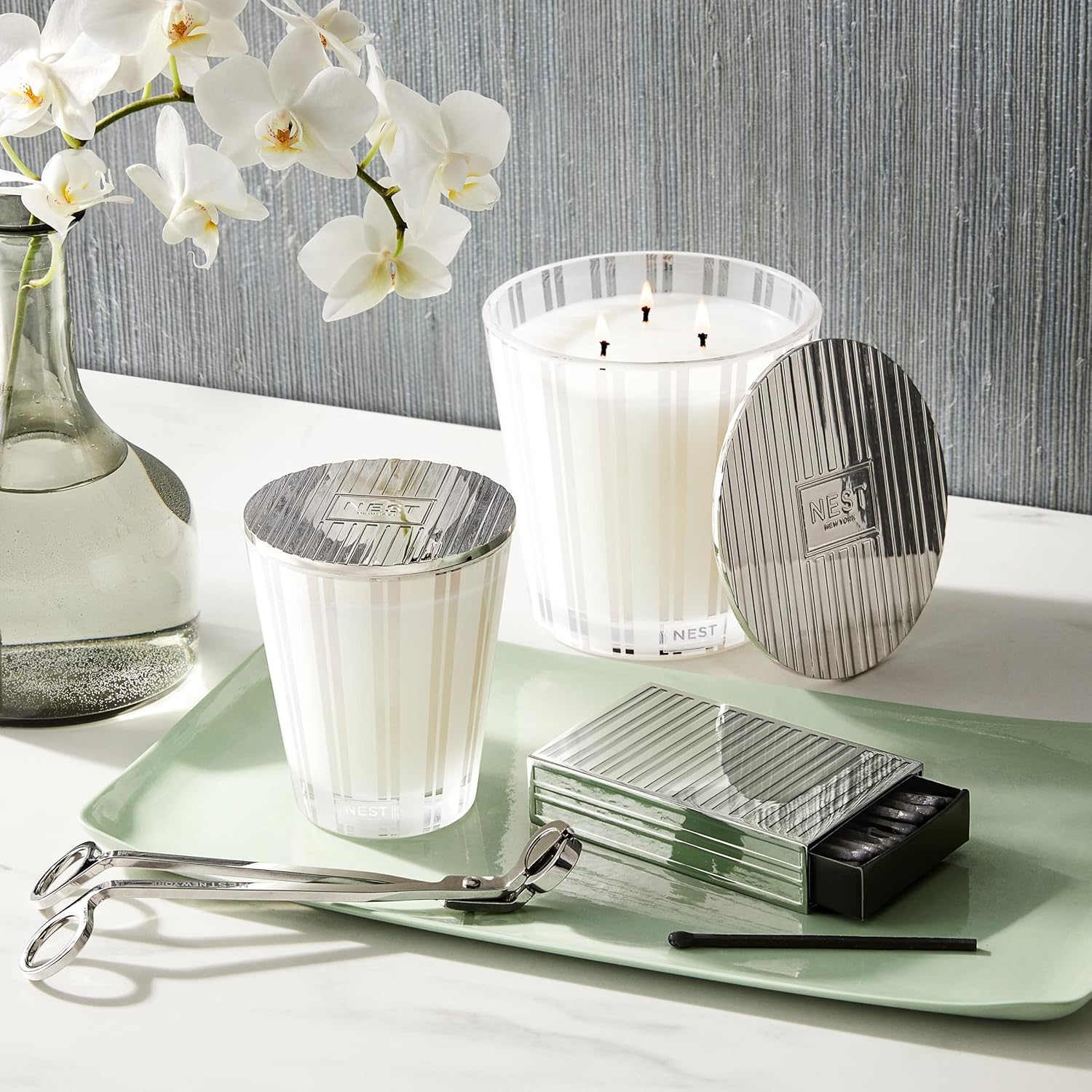 NEST New York 3-Wick Candle Lid Silver